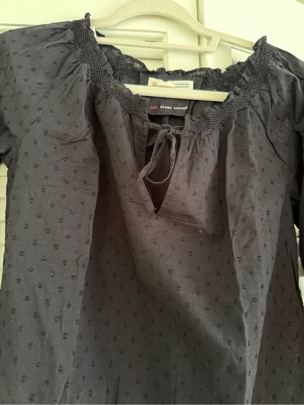 Odd Molly black cotton waist-crop split neck unworn Size 0. Perfect!